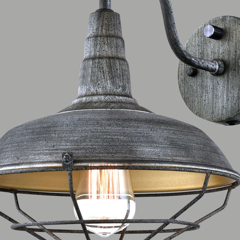 Vintage Stained Finish Wall Light Farmhouse Metal Cage Barn Wall Sconce Blue